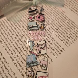 Crafty girl acrylic bookmark with ribbon
